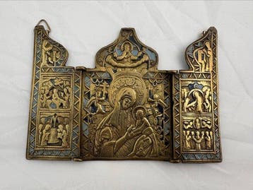Icoon - Moeder Gods van de Passie - Metaal, Emaille