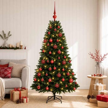 vidaXL Kunstkerstboom met kerstbal 120 cm 150 LEDs Warmwit, Verzenden, Nieuw