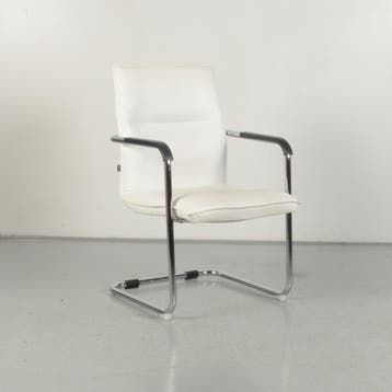 Vergaderstoel Frontseat - Wit leder - Sledeframe, Ophalen of Verzenden, Nieuw