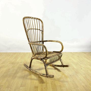 Fauteuil - Bamboe, Rattan - High Back a Dondolo