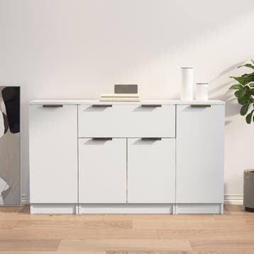 vidaXL Dressoirs 3 st bewerkt hout wit, 100 tot 150 cm, Verzenden, Nieuw, 25 tot 50 cm