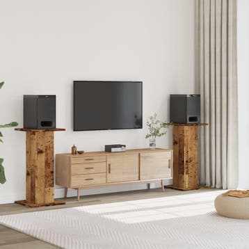 vidaXL Speakerstandaards 2 st 30x30x80 cm bewerkt hout oud, Verzenden, Nieuw