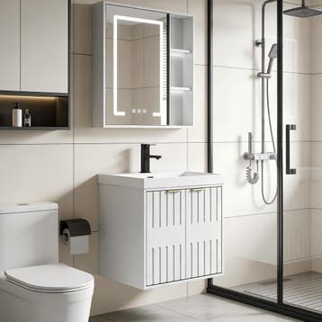 UEV Wastafel klein met onderkast voor gastentoilet hangend 4, Verzenden, Zo goed als nieuw