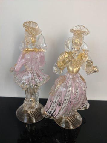 Vetreria Artistica Elite-Murano - Beeldje, Coppia Goldoniana