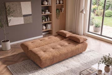 Slaapbank ELYPSE 200cm 3-zits chenille roestbruin - 48664, Ophalen of Verzenden, Nieuw