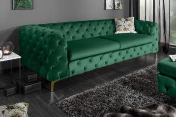 Chesterfield 3-zitsbank MODERN BAROK 235cm smaragdgroen, Ophalen of Verzenden, Nieuw