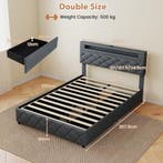 LIVSK Tweepersoonsbedframe - LEDverlichting - USB-aansluitin, Huis en Inrichting, Verzenden, Nieuw