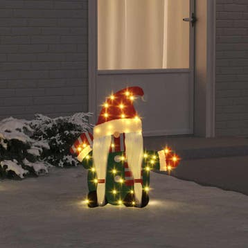 vidaXL Verlichte Gnoom 60 LEDs Warmwit 71 x 64 cm, Diversen, Kerst, Verzenden, Nieuw