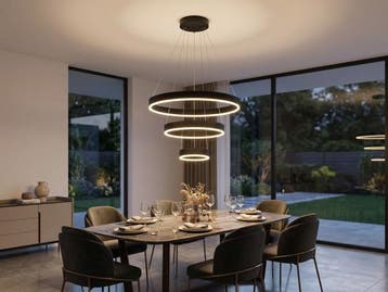 Veiling - Hanglamp Zwart Trio Ring 60W LED CCT 3 Kleur, Huis en Inrichting, Nieuw
