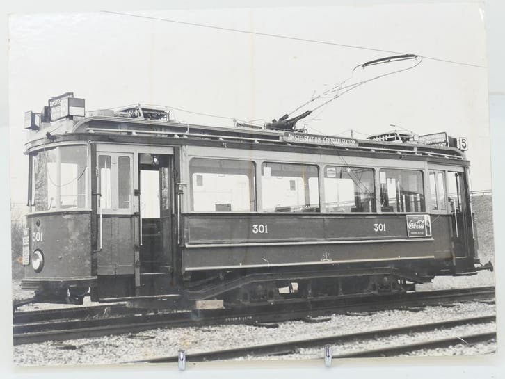 Foto Plaat 39x 28cm GVB 300 E.M.A. te Jollenpad (grootspoor), Verzamelen, Spoorwegen en Tramwegen, Overige typen, Gebruikt, Ophalen of Verzenden