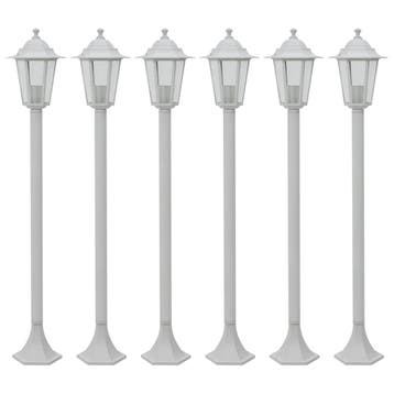 vidaXL Paalverlichting voor tuin E27 110 cm aluminium wit 6, Verzenden, Nieuw, Aluminium, Staande lamp