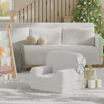 Kinderfauteuil omklapbaar tot slaapbank - Zachte Sherpa stof, Verzenden, Nieuw
