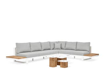 Suns Savona Sunproof hoekbank light anthracite/wit met, Ophalen of Verzenden, Nieuw