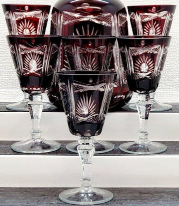 |- (6+1) x *Bohemia Kristall* (Germany) - Drankservies voor, Antiek en Kunst