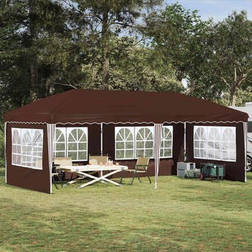 vidaXL Pop-up partytent 575 x 289 x 245 cm Bruin, Verzenden, Nieuw, Partytent
