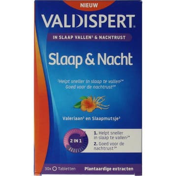 Valdispert slaap & nacht 30 tabletten, Verzenden, Nieuw