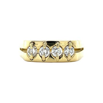 Gouden heren ring met diamant 14 karaat, Verzenden, Zo goed als nieuw, Goud