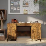 vidaXL Bureau 140x50x75 cm bewerkt hout gerookt eikenkleurig, Huis en Inrichting, Bureaus, Verzenden, Nieuw