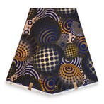 Afrikaanse wax print stof - Blauw Oranje Cosmic Orb Pattern, Ophalen of Verzenden, Nieuw