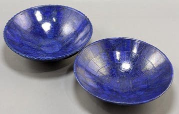 lapis lazuli Paar edelsteenkommen - Hoogte: 155 mm -