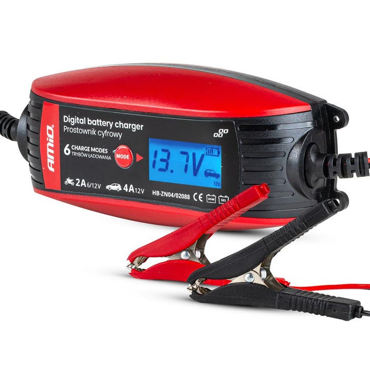 AMiO digitale accu oplader 6V  12V - 2A 4A, Auto-onderdelen, Accu's en Toebehoren, Nieuw, Verzenden