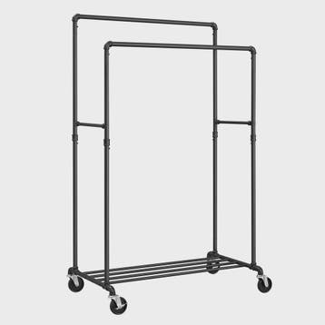 Dubbel Kledingrek op Wielen met Plank - 90 kg Belastbaar - S, Verzenden, Nieuw