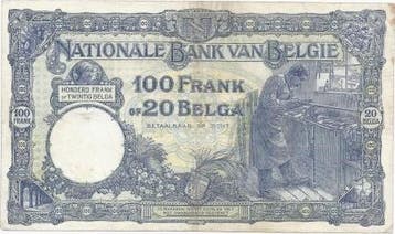 Belgique Belgie Pick 102 100 Francs 20 Belgas 05/10/1927, Verzenden