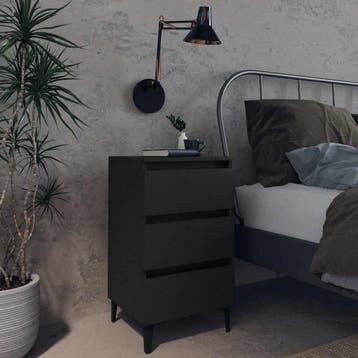 vidaXL Nachtkastje met metalen poten 40x35x69 cm zwart, Minder dan 45 cm, Verzenden, Nieuw, 55 tot 70 cm