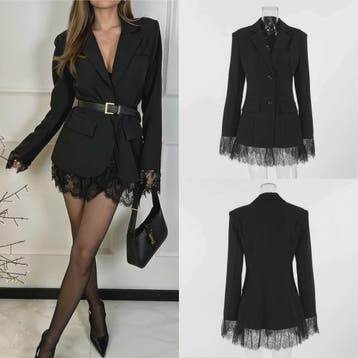 Elegante Zwarte Dames Blazer met Kantafwerking - Getailleerd, Verzenden, Nieuw