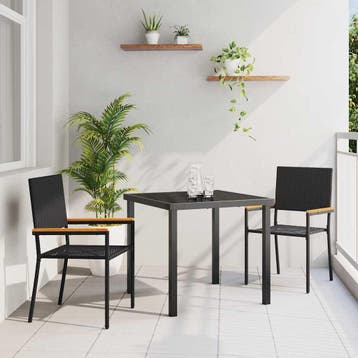 vidaXL Tuinstapelstoelen 2 st Zwart en Bruin, Verzenden, Nieuw, Rotan