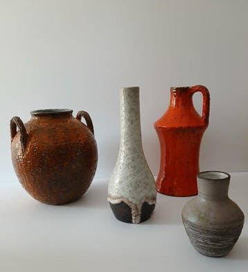 Vaas - Keramiek - Set van vier vintage vazen