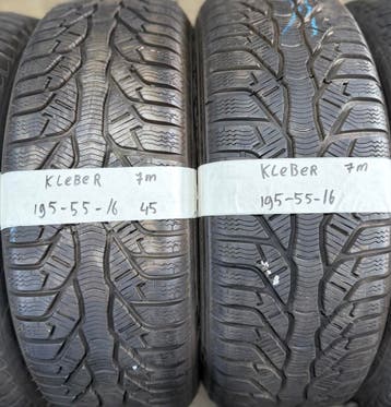 2x 195-55-16 Kleber Winter 2x 7mm €45 Per Band 195 55 16, Auto-onderdelen, Banden en Velgen, Ophalen, Gebruikt, 16 inch, Winterbanden