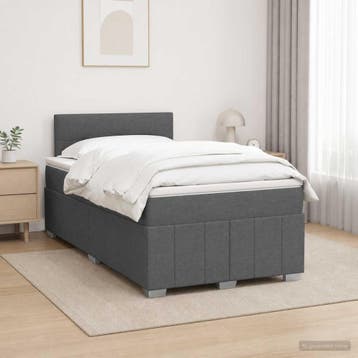 vidaXL Boxspringbed met matras Donkergrijs 120 x 190 cm Stof, Verzenden, Nieuw, Twijfelaar, Stof