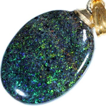6,35 ct opaal hanger-Andamooka Rainbow Opal- met bail Zwarte