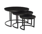 Bijzettafel Kala set van 3 zwart 77 cm | Livingfurn 12177, Ophalen of Verzenden, Nieuw