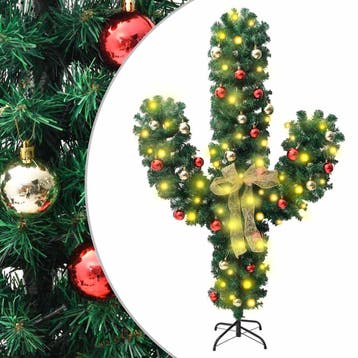 vidaXL Kerstcactus met standaard en LEDs 180 cm PVC groen, Verzenden, Nieuw
