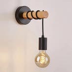 Retro Houten Wandlamp Vintage E27 Sfeerverlichting, Huis en Inrichting, Lampen | Wandlampen, Verzenden, Nieuw