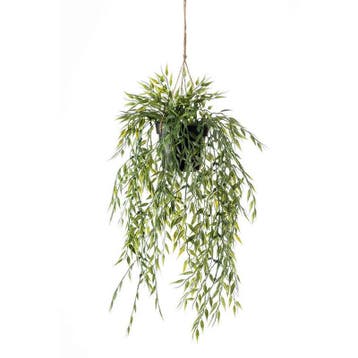Groene bamboe kunstplant 50 cm in hangende pot - Kunst bam.., Huis en Inrichting, Kamerplanten, Ophalen of Verzenden