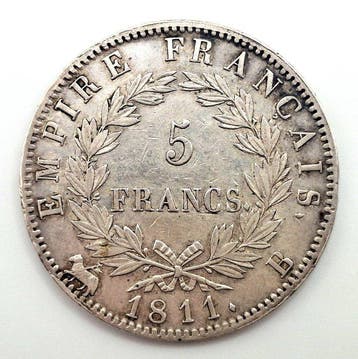 Frankrijk. Napoléon I (1804-1814). 5 Francs 1811-B, Rouen