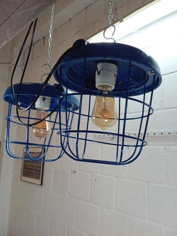 Plafondlamp (2) - Vintage industriële kooi-hanglampen -