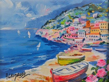 Alfredo Grimaldi (1950) - Veduta della Costiera – Positano, Antiek en Kunst