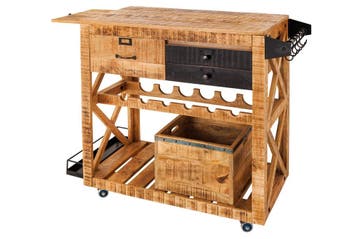 Barkasten BODEGA 90cm veelzijdig mangohout - 42305, Huis en Inrichting, Ophalen of Verzenden, Nieuw