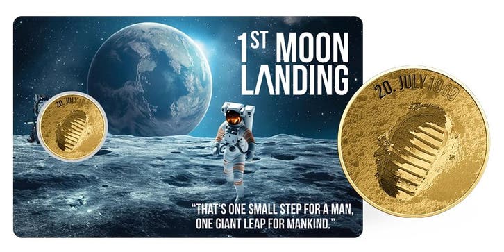 Maanlanding | 24 karaat Gouden Uitgifte in Coincard, Postzegels en Munten, Edelmetalen en Baren, Verzenden