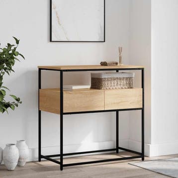 vidaXL Consoletafel Sonoma Eiken 75x40x75 cm Bewerkt Hout, Minder dan 45 cm, Verzenden, Nieuw, 70 cm of meer
