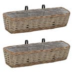 vidaXL Balkonbakken 2 st 60 cm wicker met PE-voering, Tuin en Terras, Bloembakken en Plantenbakken, Kunststof, Minder dan 30 cm