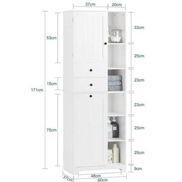 2dekans | SoBuy - kast met waszak - wit - 96x43x15cm, Ophalen of Verzenden, Zo goed als nieuw