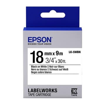 Epson LK-5WBN tape zwart op wit 18 mm (origineel), Computers en Software, Printerbenodigdheden, Verzenden, Nieuw, Printertape