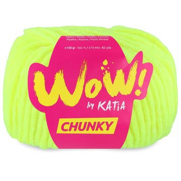 Katia WOW Chunky - 72 Neongeel - Bulky Acryl/Wolmix Garen, Ophalen of Verzenden, Nieuw