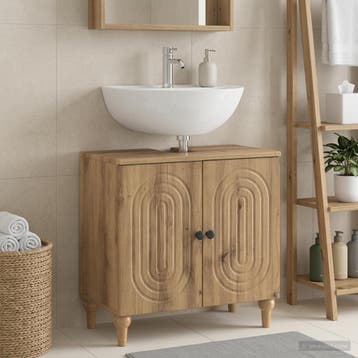 vidaXL Badkamer wastafelkast ALKMAAR Artisanaal eiken, Huis en Inrichting, Badkamer | Badkamermeubels, Verzenden, Nieuw, Wastafelkast