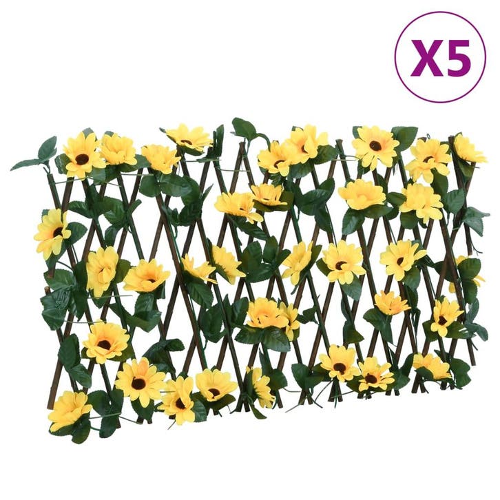 vidaXL Kunstplant klimop op latwerk 5 st uittrekbaar 180x20, Tuin en Terras, Schuttingen, Nieuw, Kunststof, Minder dan 1 meter